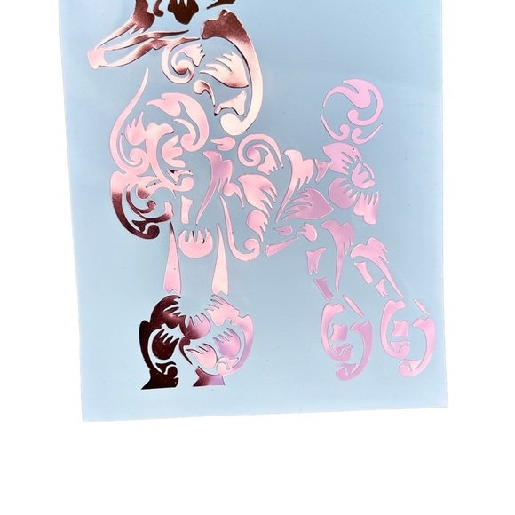 Fancy Poodle Decal Sticker Original Design in Metallic Rose Gold Dog Breed - Picture 4 of 9